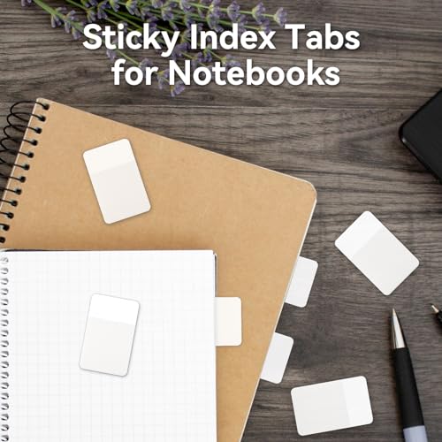 Sticky Index Tabs, Page Markers Writable File Tabs Flags for Notebooks, Binders, File Folders, Books 1.6 x 1 Inch, White (480 Pieces)