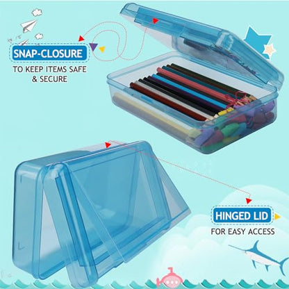 SFLHHDM Large Pencil Box, Double Layer Capacity Pencils Holders, Clear Hard Pen Case with Snap-tight Lid, Plastic Pencil Case for Office School, Pen Boxes Storage School Box (Navy Blue-1pcs) - color: Navy Blue-1pcs