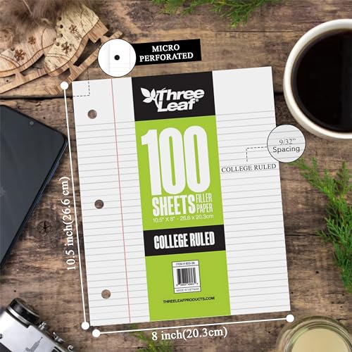 Three Leaf 100 Sheets College Ruled Filler Paper, 2880 Ct. (80 Cases X 36 Filler Paper), Loose-Leaf Sheets For School And Office - color: College Ruled, size: Full Pallet
