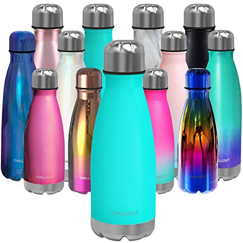 CHILLOUT LIFE 12oz Kids Insulated Stainless Steel Water Bottle, Leak Proof | Small Metal Water Bottle, Keeps Drinks Cold 24H & Hot 12H, Leak-Proof Screw Lid, Perfect for School, Travel & Sports - color: Aqua Blue