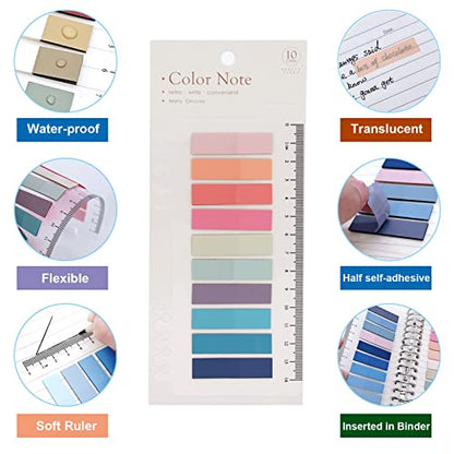 2400 Pcs Morandi Sticky Tabs, 12 Sheets Sticky Index Tabs, Book Tabs, Page Markers, Colorful Book Annotating Tabs, Page Tabs, Sticky Flags, Transparent Sticky Note Tabs, File Index Tabs with Ruler - style: 2400pcs sticky tabs