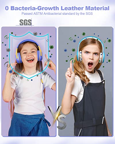 Kids Headphones Wired with Microphone for ipad Computer Laptop for Boys Girls Volume Limit Foldable Over Ear Headset for School 3.5mm Jack - color: Purple