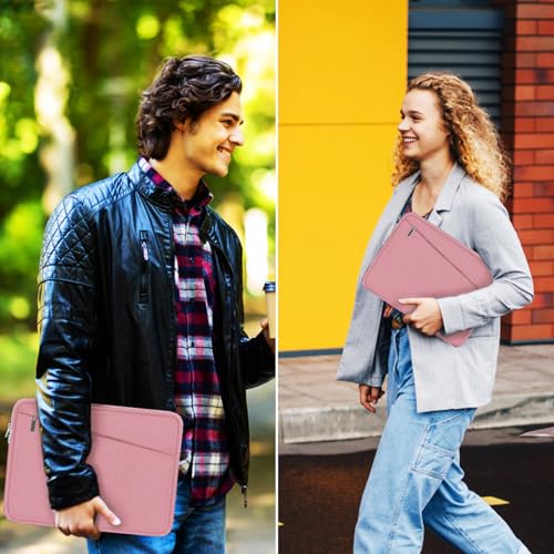 15.6 inch Laptop Case, Slim Computer Carrying Bag Protective Cover Briefcase with Front Pocket, Durable Laptop Sleeve for 15-16 Inch HP, Dell, Lenovo, Asus- Red Pink - color: Red Pink, size: 15.6 Inch