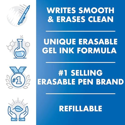 Pilot, FriXion Clicker Erasable Gel Pens, Fine Point Pens 0.7 mm, Pack of 12, Black
