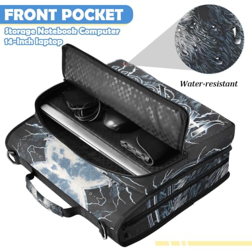 Custom Binder Bag Personalized Moon and Wolf 3 Ring Zipper Binder Bag with Laptop Pockets and Shoulder Strap Tote Binders Organizer Case for School Office - color: Custom Wolf