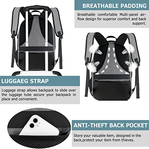 BIKROD unch Backpack, Insulated Cooler Lunch Bag Backpack, Large School Backpacks for Teen Boys Water Resistant Back Pack Gift for Men Fit 17 Inch Laptop - color: Grey