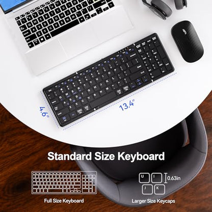 Portable Foldable Keyboard and Mouse Combo | Dual Mode Bluetooth×2+2.4G Wireless,Rechargeable Silent Full-Layout Travel Kit for iPad,Tablet,Laptop,Home & Office Black