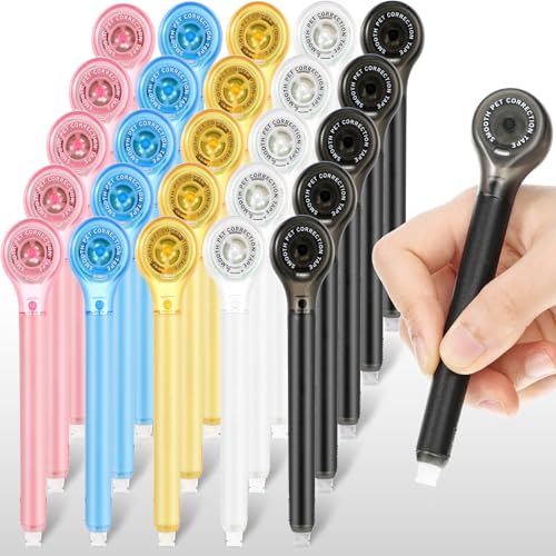 Gersoniel 25 Pack Correction Tape Pen Correctional Ink Tape Push Pull Protective, Easy to Use Applicator for School Office Supplies, 0.2 x 236 Inch (Bright Colors) - color: Bright Colors
