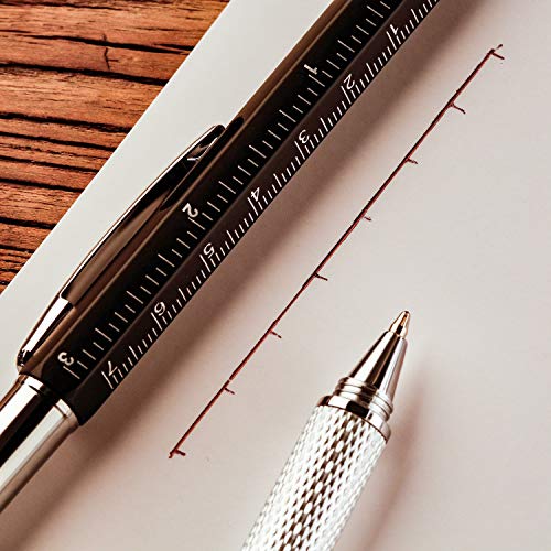 Zhanmai 8 Pcs 6 in 1 Multitool Pen Bulk Gift for Men Multi Tool Ballpoint Pen with Ruler Level Screwdriver Stylus Cool 20 Ink Refill Tool Gadget Birthday Christmas Stocking Stuffers for Adult (Red) - color: Red