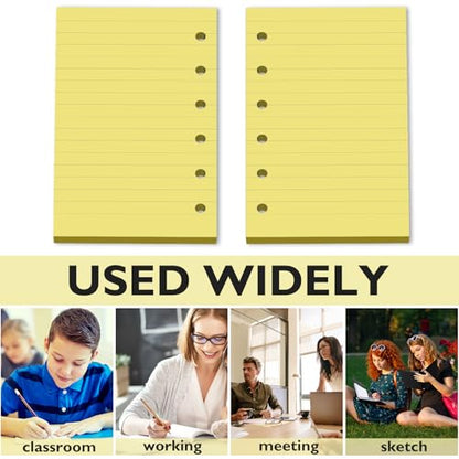 Ireer 6 Hole Mini Lined Paper Refill 200 Sheets Blank Planner Refills Loose Leaf Papers 3 x 5 Inches for Binders Planner Inserts Mini Ruled Filler Books Memo Papers Notebooks (Light Yellow) - color: Light Yellow