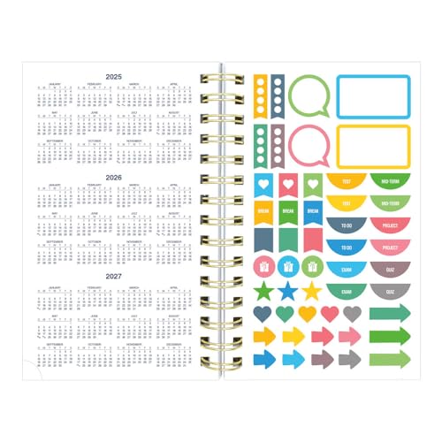 Blueline® Essential Academic Daily/Monthly Planner, August 2025 to July 2026, Twin-Wire Binding, Poly Cover, 8" x 5", Blossom Design, White (CA214PG.01-26)