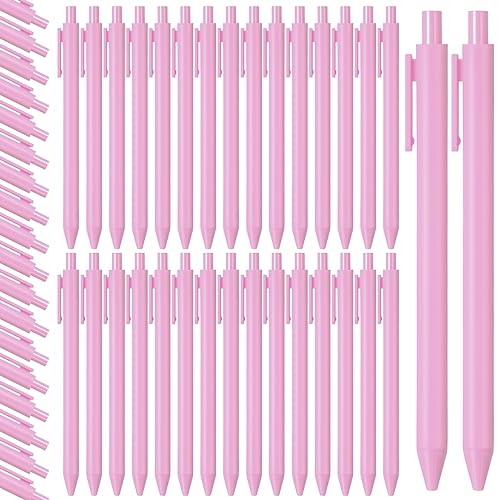 Fulmoon 50 Pcs Ballpoint Pens Bulk Retractable Comfortable Writing Pens Cute Christmas Supplies in Medium Point 1.0 mm for Teacher Office Home Baby Shower (Light Pink,Black Ink) - color: Light Pink, size: Black Ink