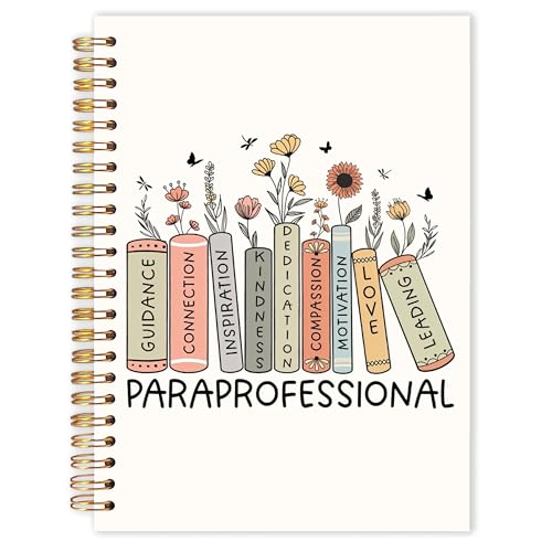 Floral Book Paraprofessional Gifts Spiral Notebooks, Teacher Assistant Aide Gifts Journals for Writing, Paraeducator Gift Journal, Para Professional Notebook for Note Taking, 5.5x8.3 Inch - color: Paraprofessional Book