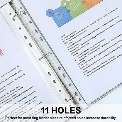 Sheet Protectors, HERKKA 600 Pack Upgrade Clear Plastic Page Protectors Sheet Reinforced 11-Hole Fit for 3 Ring Binder Fits Standard 8.5 x 11 Paper, 9.25 x 11.25 Top Loaded, Non-Acid - size: 600 Pack