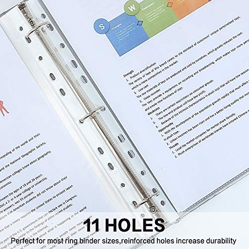 Sheet Protectors, HERKKA 500 Pack Upgrade Clear Plastic Page Protectors Sheet Reinforced 11-Hole Fit for 3 Ring Binder Fits Standard 8.5 x 11 Paper, 9.25 x 11.25 Top Loaded, Acid Free - size: 500 Pack