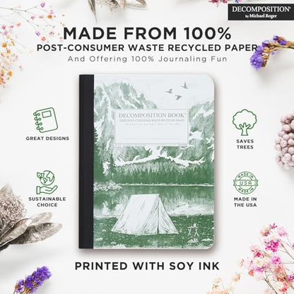 Decomposition Mountain Lake College Ruled Composition Notebook - 9.75 x 7.5 Journal with 160 Lined Pages - Notebooks for School Supplies, Home & Office - 100% Recycled Paper - Made in USA - color: Mountain Lake