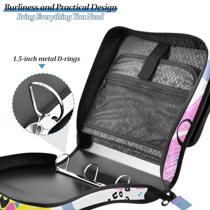 Pineapple 3 D-Ring Binder Bag Multi-Pocket Zipper Organizer | with Handle and Detachable Shoulder Strap Holds 500 Sheets for School Office Supplies - color: Dhb-106