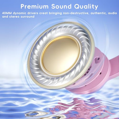 Candy Bila Kids Wired Headphones for Kids with Microphone, 85/94dB Volume Limiter Headphones for Girls Boys, Light Purple - color: Light Purple and Pink