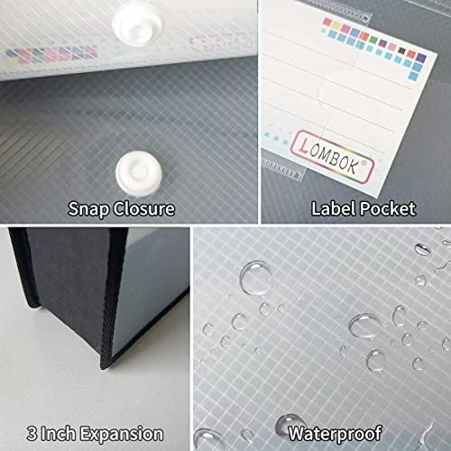 YoeeJob Plastic File Folders Legal Size Expandable Document Folder with Snap Button Closure, A4 Expanding File Wallet Envelopes Pouch with Label Pocket, 10 Packs - color: Black, size: 10 Pack