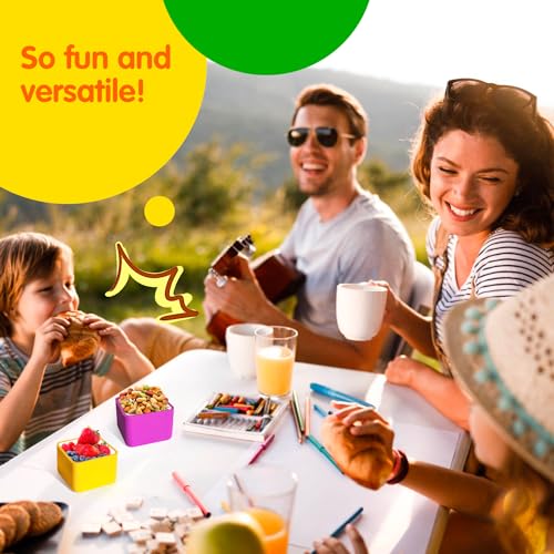IELEK Silicone Lunch Box Dividers for Kids Bento Box Containers Accessories(Purple/Red/Blue) - color: Square(Blue+Yellow+Red)