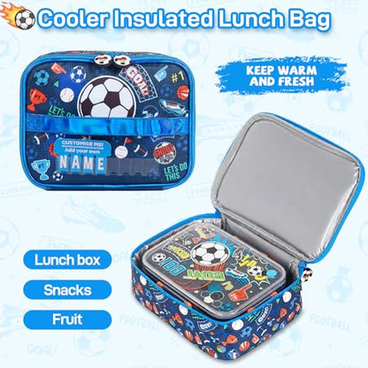 Kids Backpack for Boys with Lunch Box, Cute Soccer Kids Elementary SchoolBag Middle-School Bookbag Back to School Gift - color: Soccer