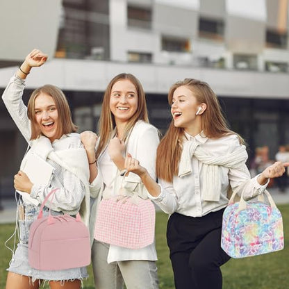 LEDAOU Kids Lunch Bag for Girls, Insulated School Lunch Box, Lightweight | Insulated interior, lightweight design, front pocket, smooth dual zippers, ideal for school and travel - color: Pink