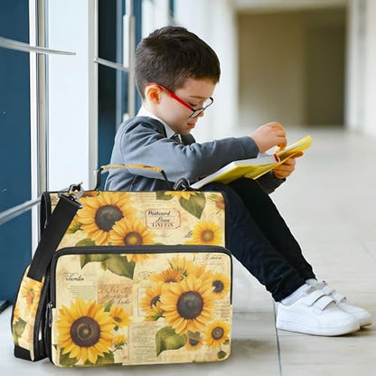 Sunflowers Zipper Binder with Shoulder Strap, 500 Sheets Capacity, Multiple Pockets 1.5Inch 3 Ring Zipper Binder - color: Sunflowers