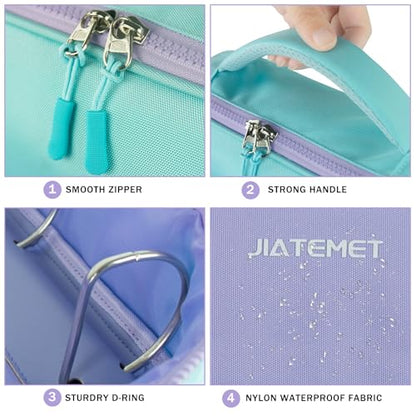 3 Ring Zipper Binder Bag for 700+ Sheets Capacity Detachable Backpack Straps & Shoulder 14 Inch Laptop for School and Office (Light Blue)