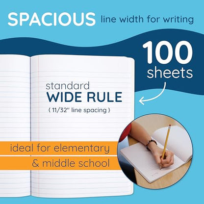 Blue Summit Black Composition Notebook, Black and White Composition Notebook Wide Ruled, Marble, 100 Sheets per Book, Bulk 48 Pack - color: Marble Black, size: 48 Pack