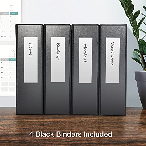 Oxford 3 Ring Binders, Binders for School and Office, 3 Inch ONE-Touch Easy Open D Rings, 3-Sided View Binder Covers, Xtralife Hinge, Non-Stick, PVC-Free, Black, 650-Sheet Capacity, 4 Pack (79914) - size: 3 Inch