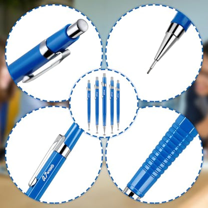 Outus 8 Pcs Mechanical Pencil Metal Retractable Automatic Drafting Pencils Refills for Writing Drawing Signature Sketching Illustration Student Teacher Appreciation Gifts (0.7 mm, Blue) - color: Blue, style: 0.7 mm