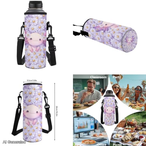 Daisy Axolotl Backpack for Boys Girls with Lunch Box Kids Bookbags for Boys Ages 5-10 Backpack with Lunch Bag 4Pcs Set Pencil Case Water Bottle Pouch Elementary 17 inch School Accessories - color: Daisy Axolotl