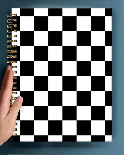 Spiral Journal Notebook,A5 Hardcover Lined Journals for Women Girl 6 x 8.3 in,120 Pages Thick Paper,Cute College Ruled Writing Notebook for Gifts Office Work School(Black White Checkered Plaid) - color: Black White Checkered Plaid