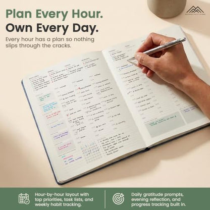 Hourly Planner & Appointment Book (8.5” x 11”) - Premium Hourly Planner with Daily Schedule & 30-Minute Time Slots for Better Time Management by PRODUCTIVITY STORE (A4, Brown) - color: Leather