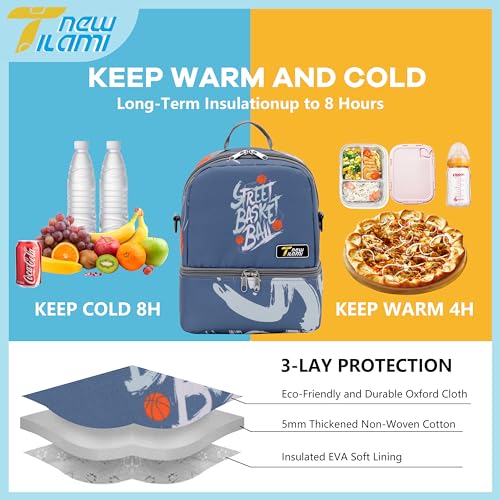 NEW TILAMI Kids Lunch Bag Double Insulated for tilami Rolling Backpack Girls Boys forTravel School Picnic, Court Blue - color: Court Blue