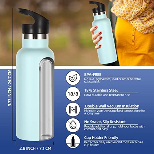 Volhoply 17oz Kids Insulated Water Bottle,Stainless Steel Water Bottles with Straw Lid,Double Wall Vacuum Metal Cups Water Bottle,Reusable Sports Water Flask Keep Hot & Cold for School(Fog,1 Set) - color: Fog