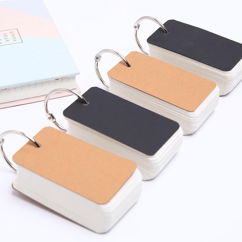 3pack Portable 100Sheets/book Memo Pad Blank Notepad Loose-Leaf Notebook with Binder Ring for Stationery Office Supply,4 * 7cm (Black and brown,2pcs) - color: Black and brown,2pcs