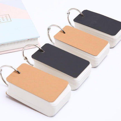 3pack Portable 100Sheets/book Memo Pad Blank Notepad Loose-Leaf Notebook with Binder Ring for Stationery Office Supply,4 * 7cm (Black and brown,2pcs) - color: Black and brown,2pcs