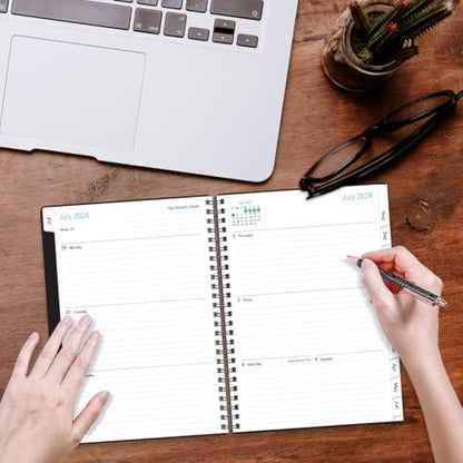 2026-2027 Planner - Planner 2026-2027 from July 2026 - June 2027, Weekly & Monthly Planner Spiral Bound with 12 Monthly Tabs, Inner Pocket, 6.4" x 8.5", Black-E - color: Black-E, size: 6.4" x 8.5"