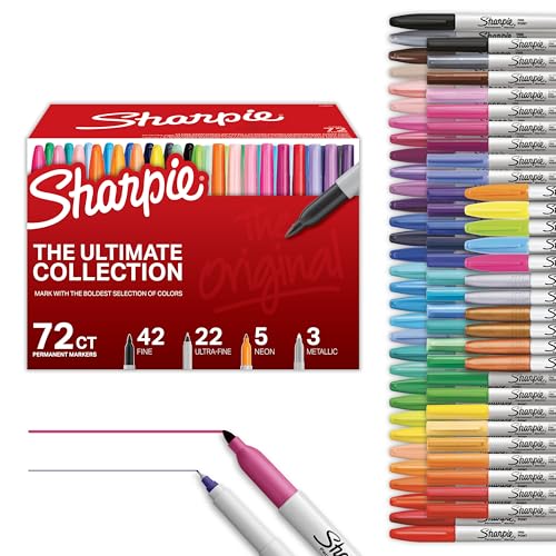 Sharpie Permanent Markers, Ultimate Collection, Ultra Fine And Fine Tip Markers, Assorted Colors, 72 Count - Classroom, Teacher Supplies, Arts & Crafts, Bulk Marker Set - size: 72 Count
