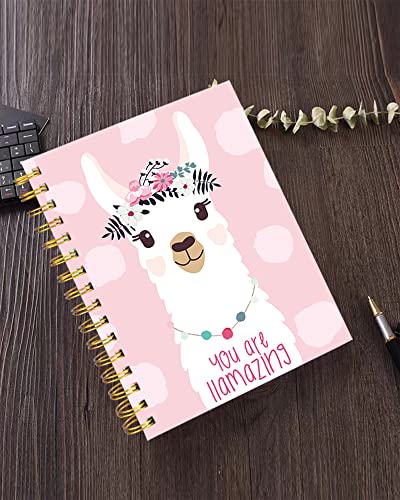 iampanda Spiral Journal Notebook,Strong Twin-Wire Binding with Premium Paper for Girl Women,Funny 60 Sheets A5 College Ruled Notebook/Journal,Perfect for School Office Home Gifts,Cute Llama Pink - color: Cute Llama Pink