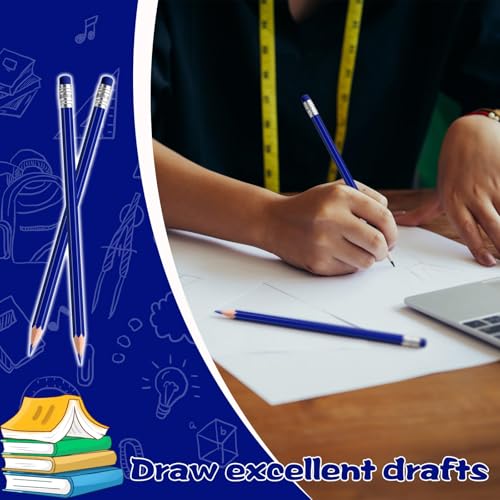 60 PCS Dark Blue Pencils Bulk with Eraser, Pre-Sharpened HB Pencils for Writing & Drawing, School Supplies for Kids Homework, Tests, Art Crafts & Teacher Grading(Dark Blue) - color: dark blue