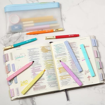 Mr. Pen- Aesthetic Highlighters and Ballpoint Pens No Bleed, 12 Pack | Summer Delight, Bible Highlighters and Pens No Bleed, Fast Dry and No Smear for Bible Journaling, Planner, School Supplies - color: Summer Delight, size: 12 Pack