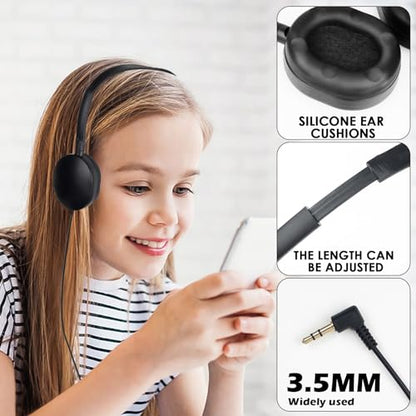 Kids Headphone Bulk 24 Pack for Classroom School,Wholesale Earphones | Class Set for Students Teens Children and Adult 3.5mm Jack (Black) - size: 24 Pack Black