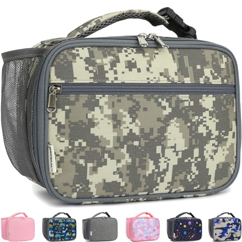 GYEUKHAM Insulated Lunch Box for School, Thermal Reusable Durable Freezable Lunch Bags for Kids Boys Girls Men Women - Small Soft Cooler Portable Lunch Tote Kit for Work Picnic Travel,Grey Camo - color: Gray Camo