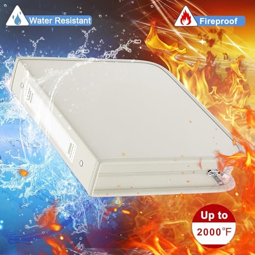 Fireproof 3 Ring Binder with Zipper, 1.5 Inch D Rings Hold up 375 Sheets of 8.5" x 11" (A4), Compatible with Clear Page Protectors, Built-in net and Pen Holder (1 Pcs, White, 1.5") - color: White, size: 1.5", style: 1 Pcs