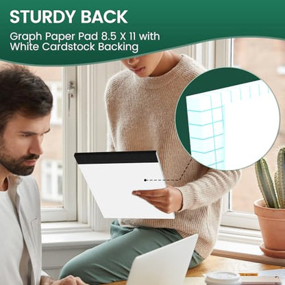 Graph Paper 8.5 X 11, 3 Pack, 4x4 Quad Ruled, Grid Paper Pad 8-1/2" X 11.75", Grid Pad 8.5 X 11.75, Engineering Notebook, Easy Tears Off, White 70 Gsm Graft Paper - style: 3 Pack