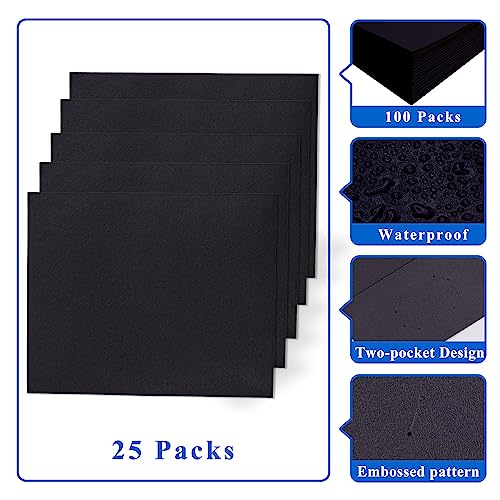 Zzrywuty 25 Packs Black 2 Pocket File Folders with Business Card Slot,Special Paper,Letter Size,Holds 100 Sheets for School,Office,Business,Black - color: Black-25pcs