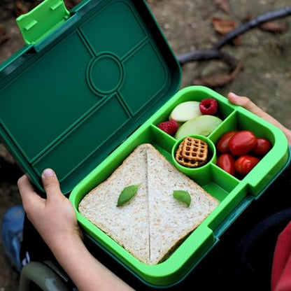 Yumbox Tapas Leakproof Bento Box, 4 Compartments, Palm Green | Large 4.2-Cup Capacity | Sandwich-Friendly | Removable Compartment Tray | Easy-Open Single Latch | Ideal for Teens & Adults - color: Palm Green Lime