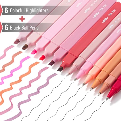 Mr. Pen- Aesthetic Highlighters and Ballpoint Pens No Bleed, 12 Pack | Shades of Pink, Bible Highlighters and Pens No Bleed, Fast Dry and No Smear for Bible Journaling, Planner, School Supplies - color: Shades of Pink, size: 12 Pack